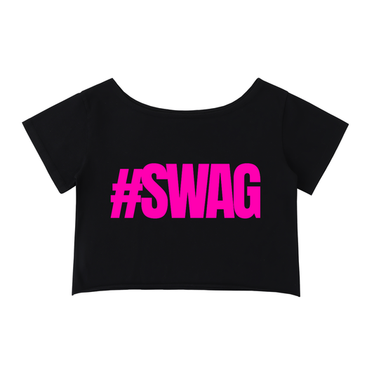 #SWAG Off-Shoulder Crop Top Black